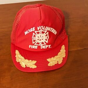 Moss Volunteer Fire Dept Red Trucker Hat Vintage Snapback